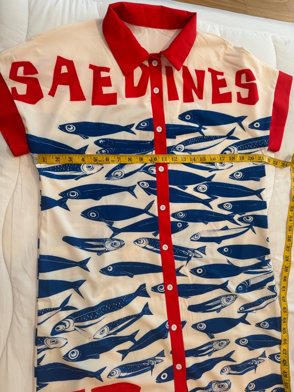 Fresh Sardines NWOT white and red dress with blue sardines - Picture 7 of 10